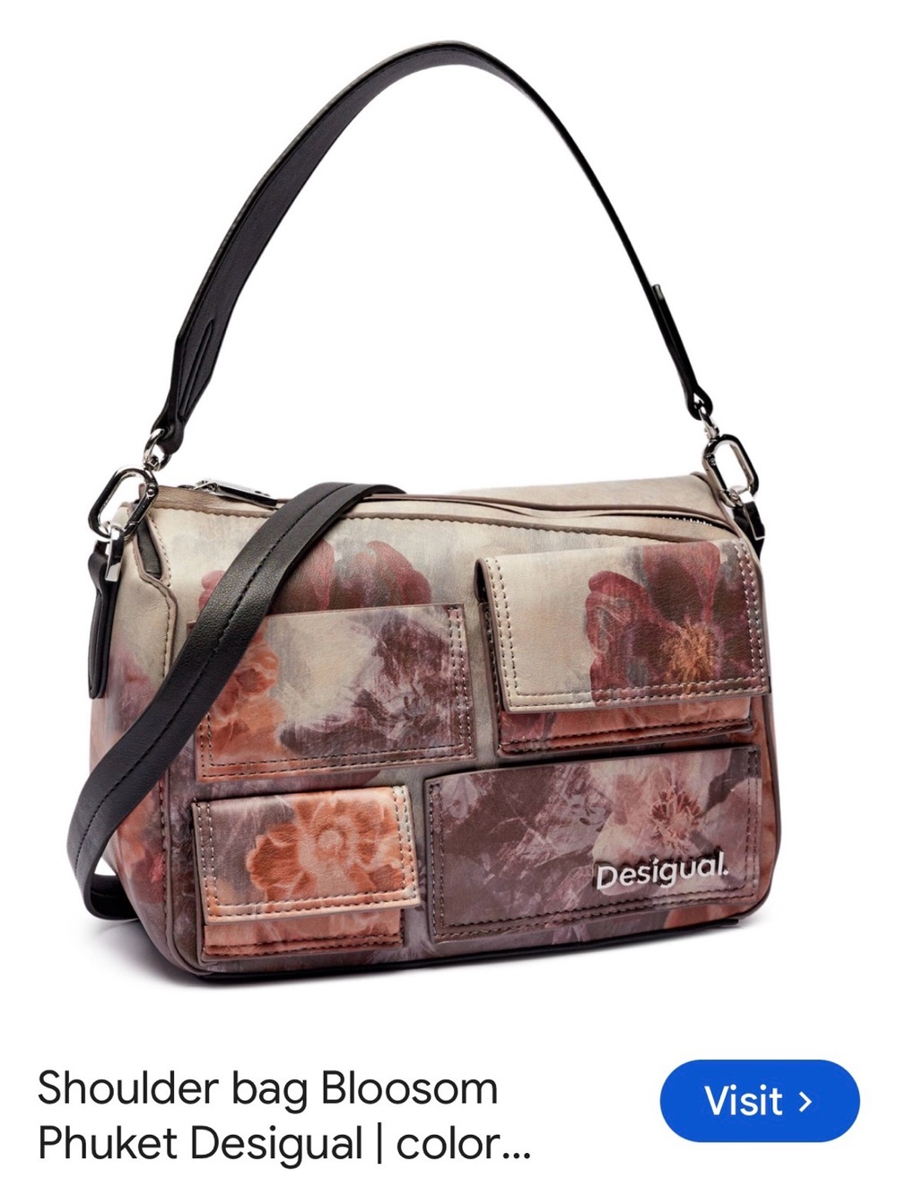 Desigual Floral Patchwork Shoulder Bag in Brown and Pink